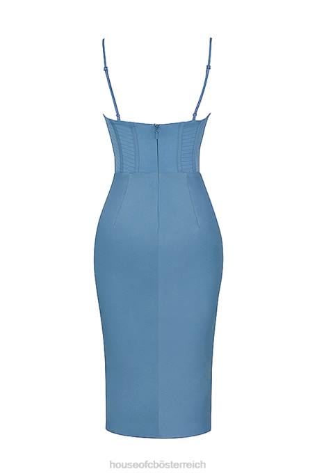 House of CB Kleidung Z26T558 Myrna Aegean blaues Korsett-Midikleid