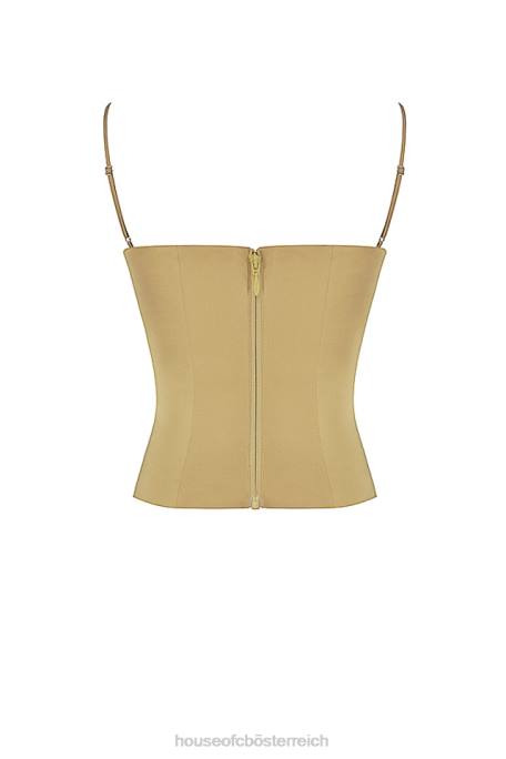 House of CB Kleidung Z26T58 Letitia olivgrünes Satin-Schnürkorsett