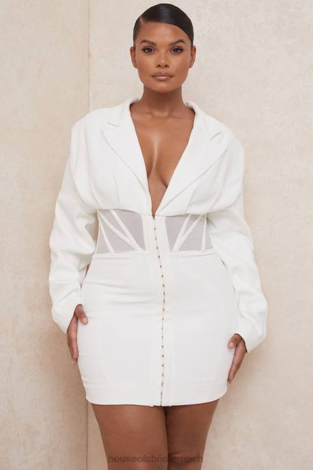 House of CB Kleidung Z26T596 Anine weißes Blazer-Korsettkleid
