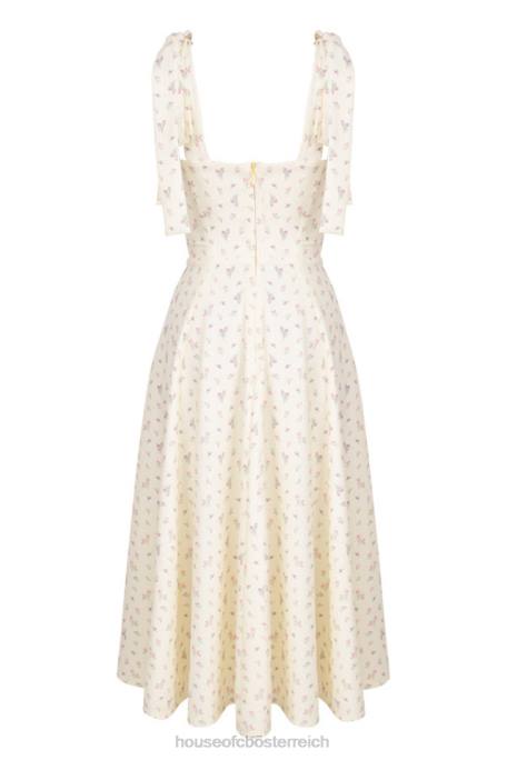 House of CB Kleidung Z26T612 Alicia Zitronen-Midi-Sommerkleid mit Blumendruck