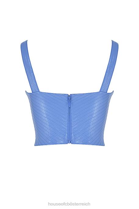 House of CB Kleidung Z26T65 Melissa kornblumenblaues veganes Lederkorsett