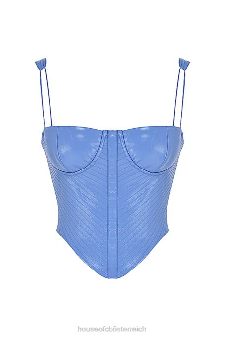 House of CB Kleidung Z26T65 Melissa kornblumenblaues veganes Lederkorsett