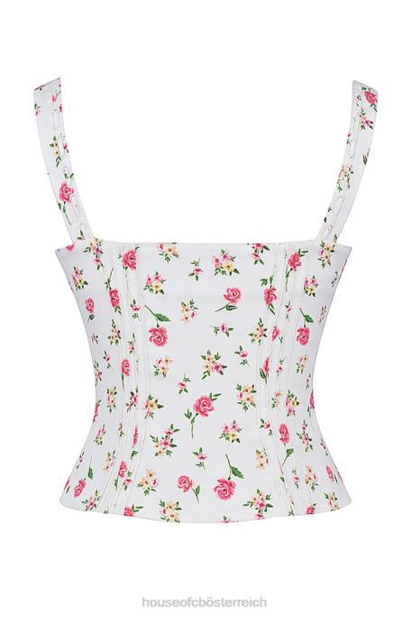 House of CB Kleidung Z26T677 Geblümtes Oberteil mit Chicca-Rosenprint