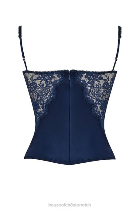 House of CB Kleidung Z26T680 Cecilie – Marineblaues Cami-Oberteil aus Satin und Spitze