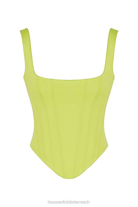 House of CB Kleidung Z26T69 Lang geschnittenes Rafa-Limetten-Satin-Korsett
