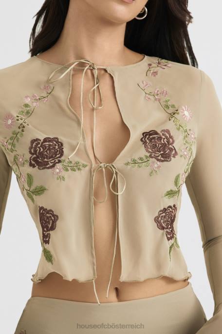 House of CB Kleidung Z26T706 Asra Artischocken-Top mit floralem Bindeband vorne