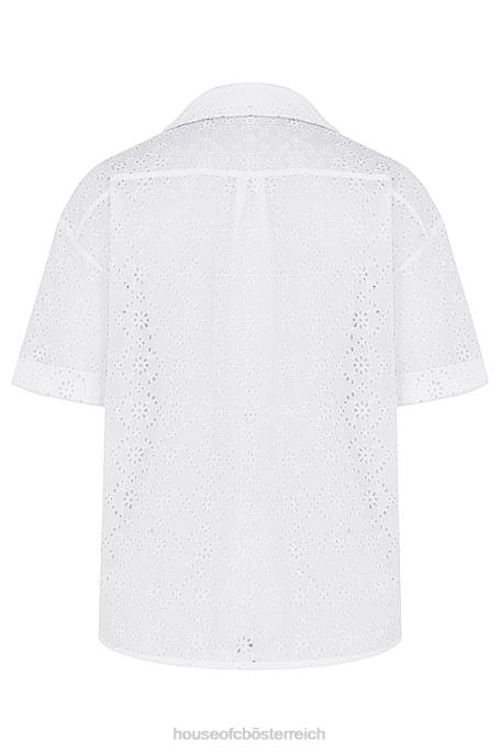 House of CB Kleidung Z26T715 Carrie-weißes Broderie-Anglaise-Hemd
