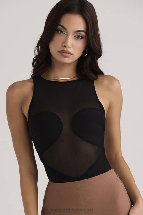 House of CB Kleidung Z26T718 Chiara schwarzer ärmelloser Bandage-Body