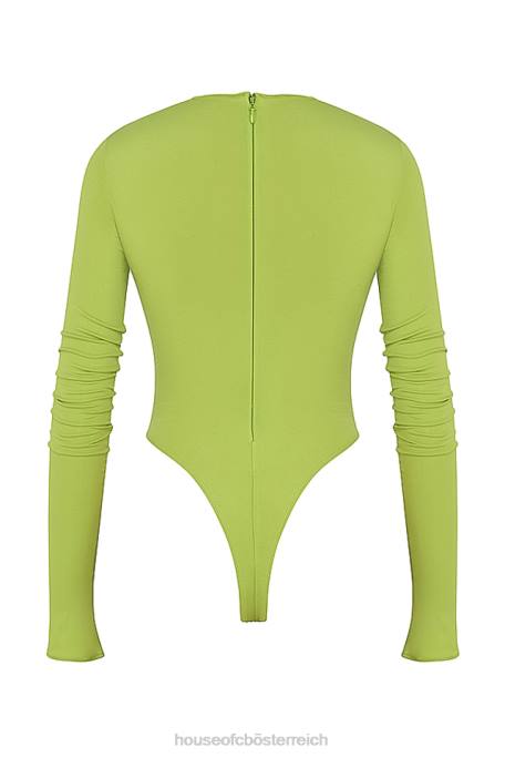 House of CB Kleidung Z26T736 Estrelle lindgrüner Body mit Ausschnitten