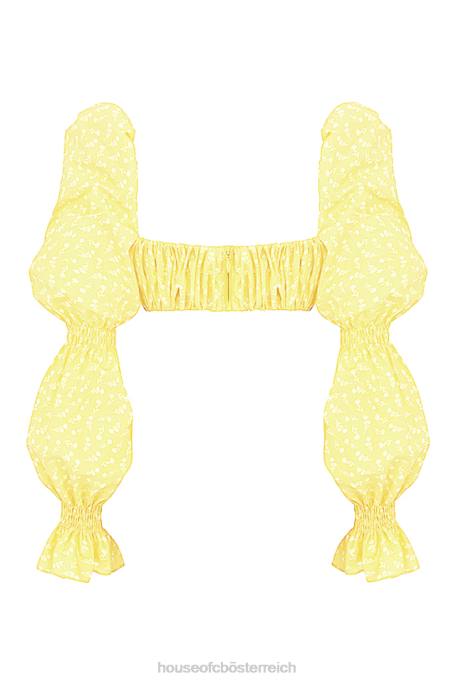 House of CB Kleidung Z26T746 Henrietta Bralette-Oberteil mit gerafftem Blumenmuster und Zitronenmuster