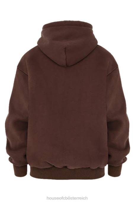 House of CB Kleidung Z26T767 Storm Chocolate Kapuzenpullover mit durchgehendem Reißverschluss