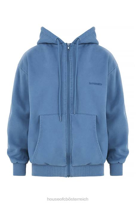 House of CB Kleidung Z26T769 Sturm-Azure-Kapuzenpullover mit durchgehendem Reißverschluss
