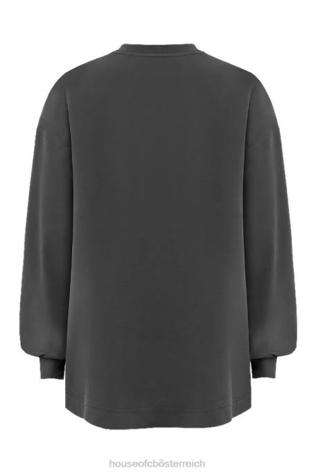 House of CB Kleidung Z26T784 Strata Charcoal Langarm-Top