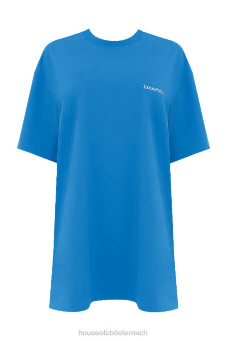 House of CB Kleidung Z26T788 Blaues übergroßes T-Shirt aus Baumwolljersey von Quinn