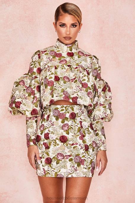 House of CB Kleidung Z26T809 Naeve Vintage-Top mit Blumenmuster und Rüschen