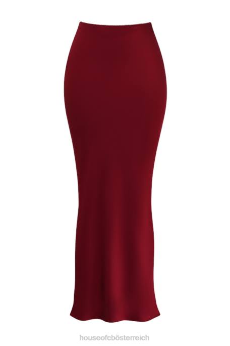 House of CB Kleidung Z26T832 Sydel Ruby Satin-Maxirock mit schrägem Schnitt