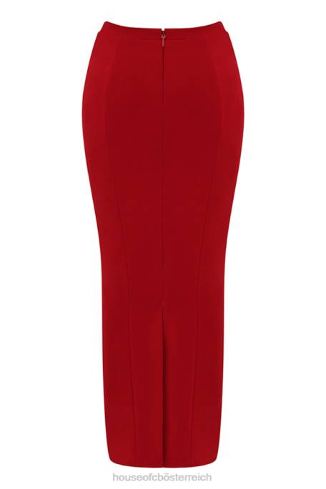 House of CB Kleidung Z26T875 Nayara-Maxirock mit roten Rosen