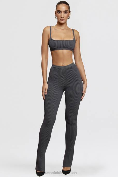 House of CB Kleidung Z26T893 Dunkelgraue Leggings aus Rippstrick von Mitzi