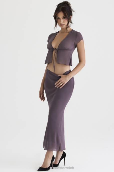House of CB Kleidung Z26T904 Dyana Dark Mauve Maxirock mit schrägem Schnitt