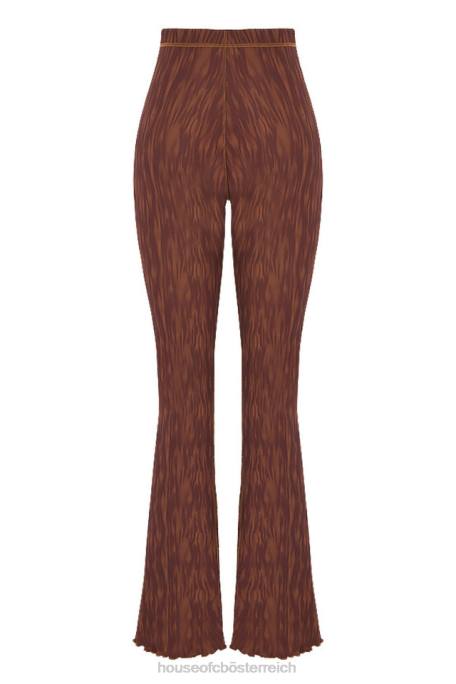 House of CB Kleidung Z26T972 Erin-Schokoladen-Mesh-Schlaghose mit Print