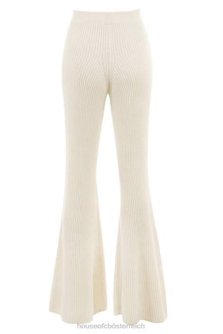 House of CB Kleidung Z26T989 Cremefarbene grob gerippte Strickhose von Rodelle