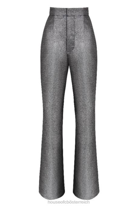 House of CB Kleidung Z26T992 Jas silberne Kick-Flare-Hose