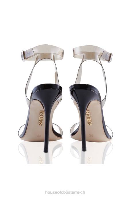 House of CB Schuhe Z26T1120 Ghost-Ledersandalen mit schwarzen Riemen
